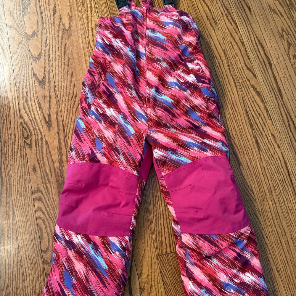 Kid 6-Lands' End Pink and Red Patterned Snow Pants